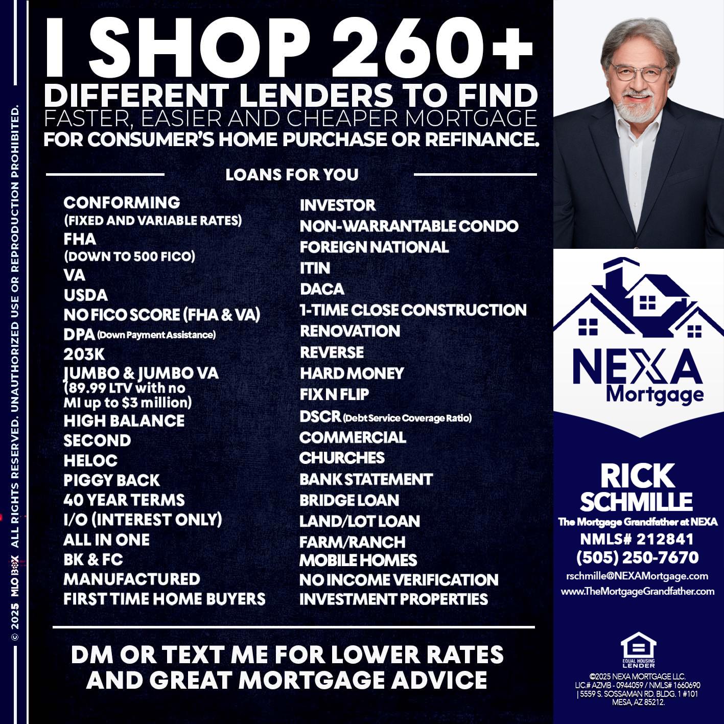I SHOP +260 - Rick E Schmille -The Mortgage Grandfather at NEXA