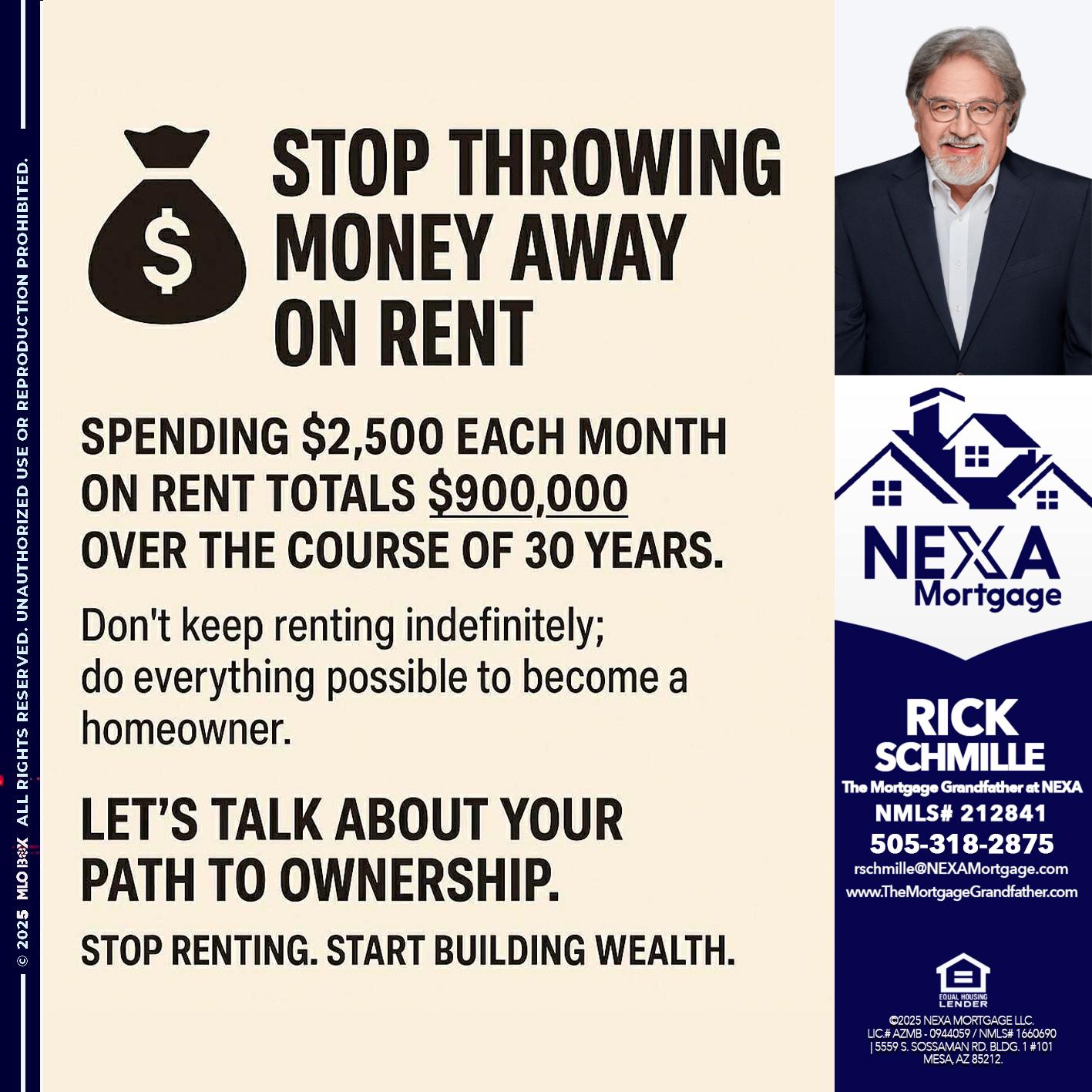STOP THROWING - Rick E Schmille -The Mortgage Grandfather at NEXA