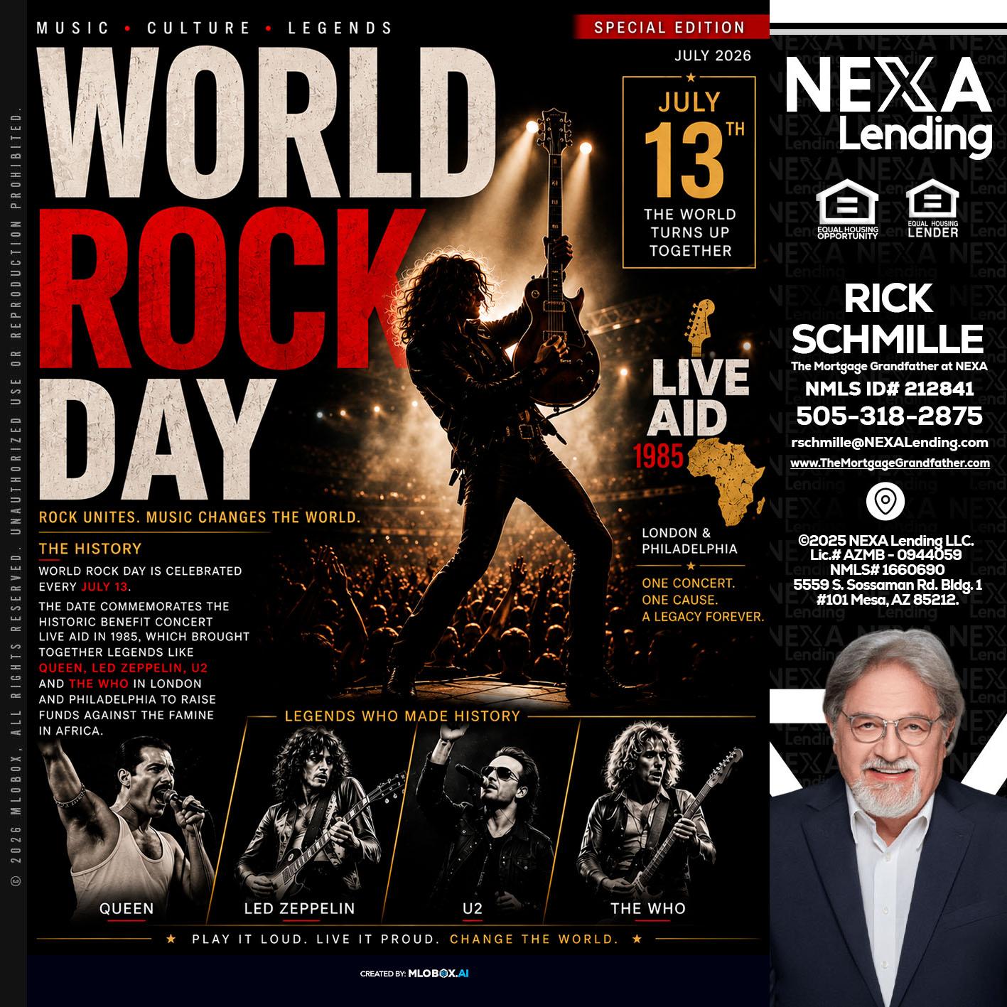 WORLD ROCK MUSIC DAY - Rick E Schmille -The Mortgage Grandfather at NEXA