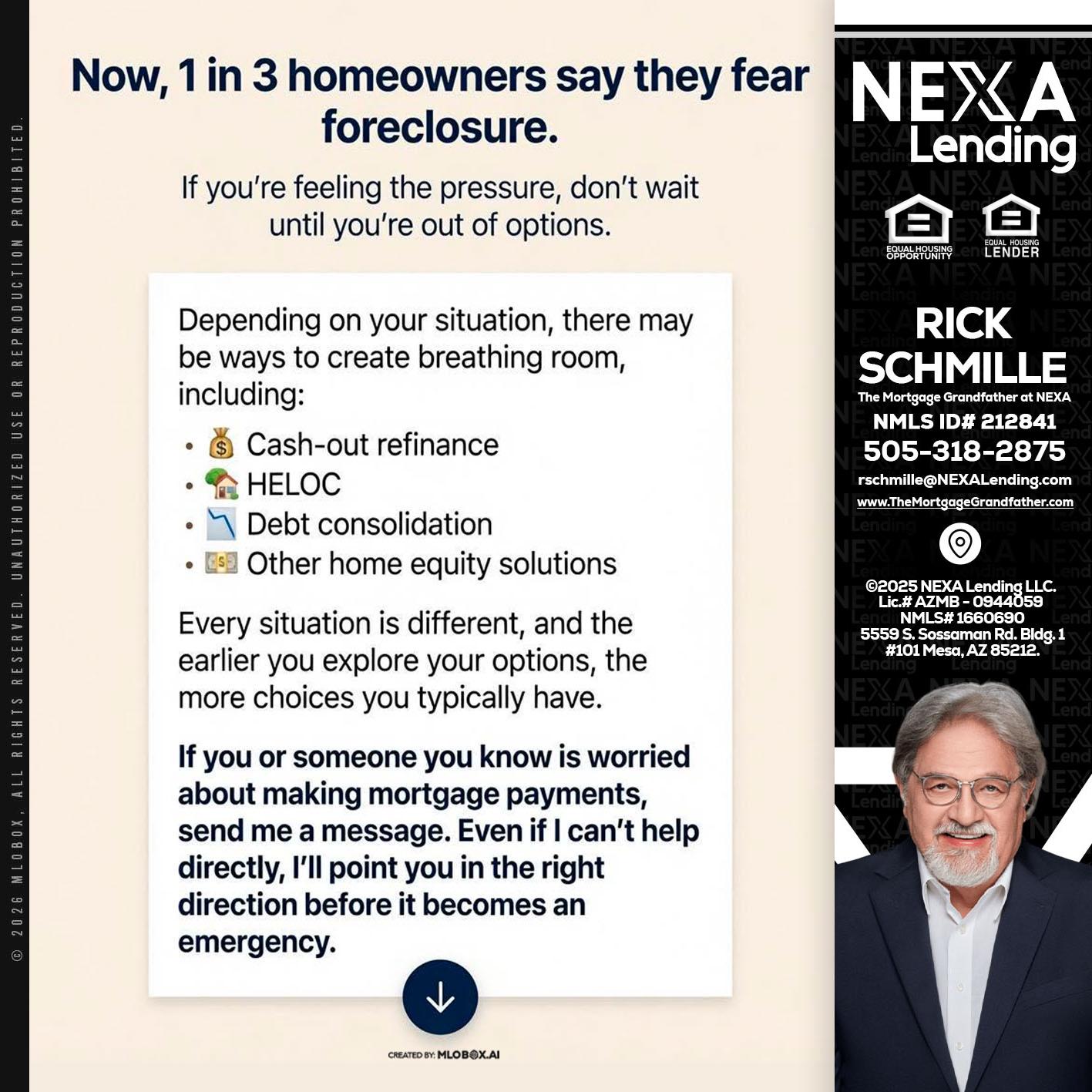 NOW, 1 IN 3 - Rick E Schmille -The Mortgage Grandfather at NEXA